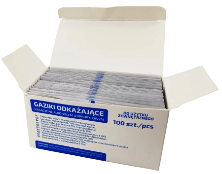 Gaziki odkażające nasączone alkoholem 100 szt.