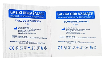 Gaziki odkażające nasączone alkoholem 100 szt.