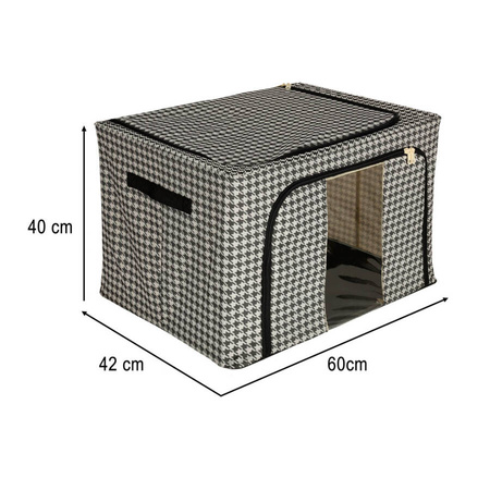 Organizer na pościel do szafy ze stelażem biały czarny 100L